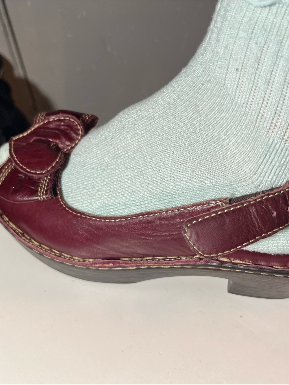 Women’s Burgundy Leather Slingback Wedge Loafers - Picture 4 of 6